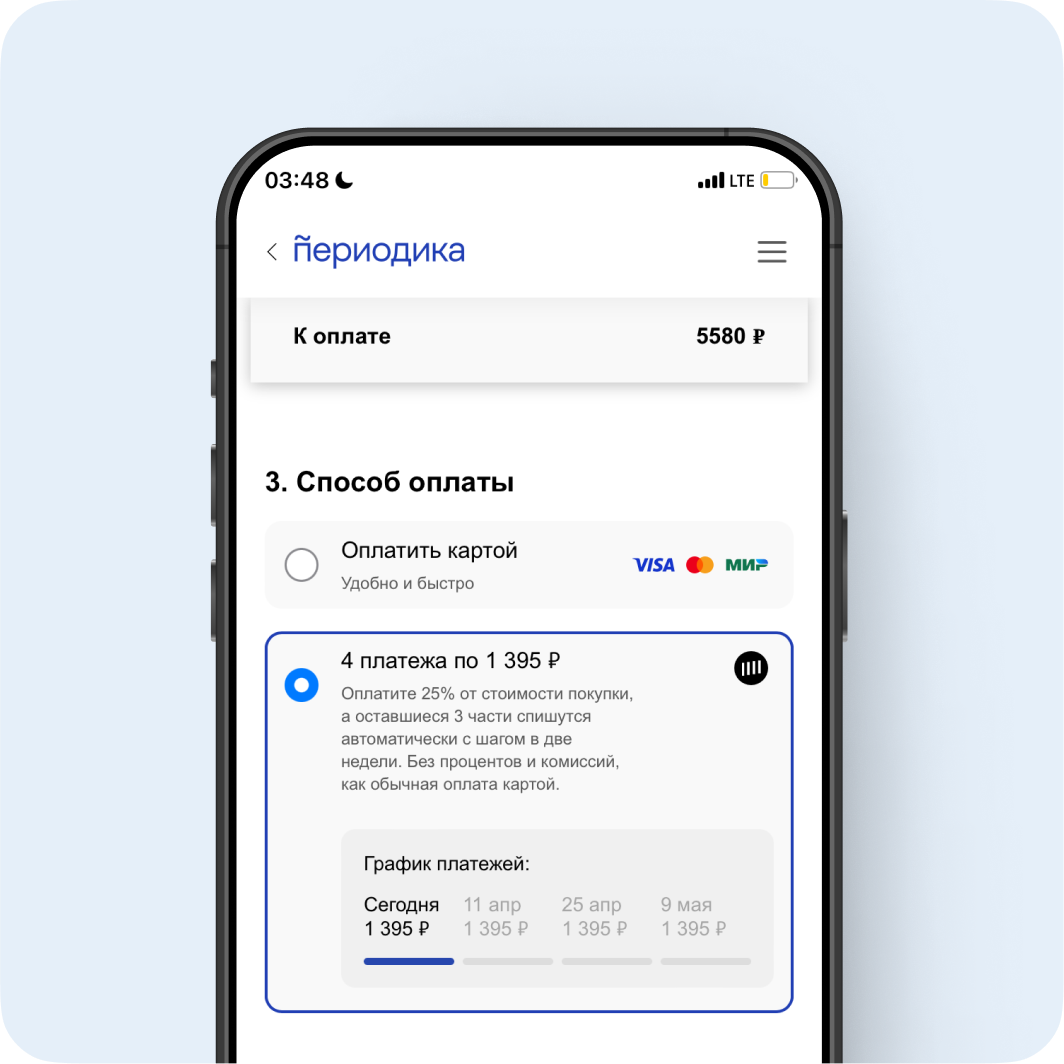 Как оплатить заказ долями | Периодика Пресс
